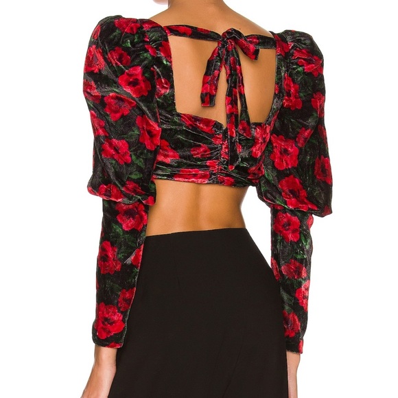 Lovers and Friends Jackie Cropped Top in French Rose Floral - Picture 3 of 8